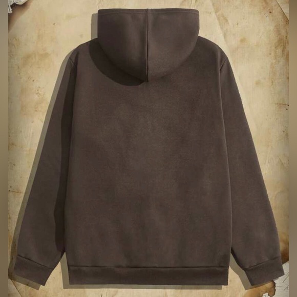 Academia Guys Graphic Print Kangaroo Pocket Drawstring Thermal Hoodie - Picture 2 of 4